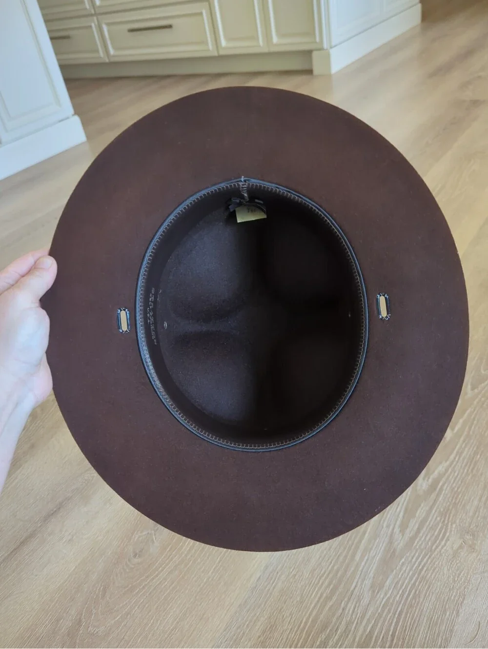 Stratton Self Forming Campaign Hat 7 1/2 USA Made Brown Felt Trooper Uniform Hat